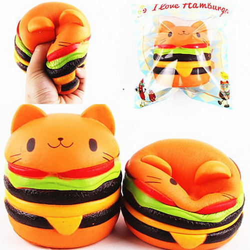 

LT.Squishies Squeeze Toy / Sensory Toy Stress Reliever Cat Emoji Hamburger Animal Stress and Anxiety Relief Office Desk Toys Novelty Squishy Decompression Toys for Kid's Boys' Girls'