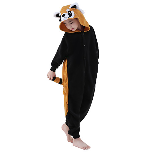 

Kid's Kigurumi Pajamas Raccoon Onesie Pajamas Polar Fleece Black Cosplay For Boys and Girls Animal Sleepwear Cartoon Festival / Holiday Costumes