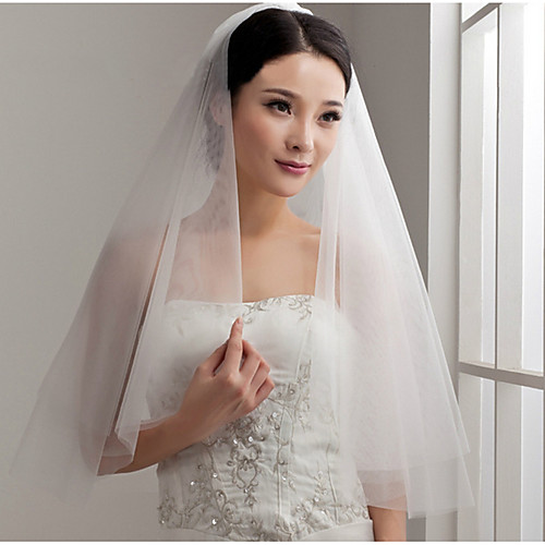 

Two-tier Cut Edge Wedding Veil with Ruffles Tulle / Classic