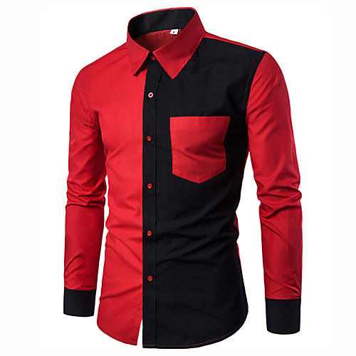 

Men's Shirt Solid Colored Long Sleeve Daily Tops Black Red