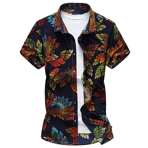 

Men's Shirt Floral Short Sleeve Daily Tops Chinoiserie Black