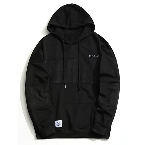

Men's Plus Size Hoodie Patchwork Hooded Daily Hoodies Sweatshirts Long Sleeve Black Gray
