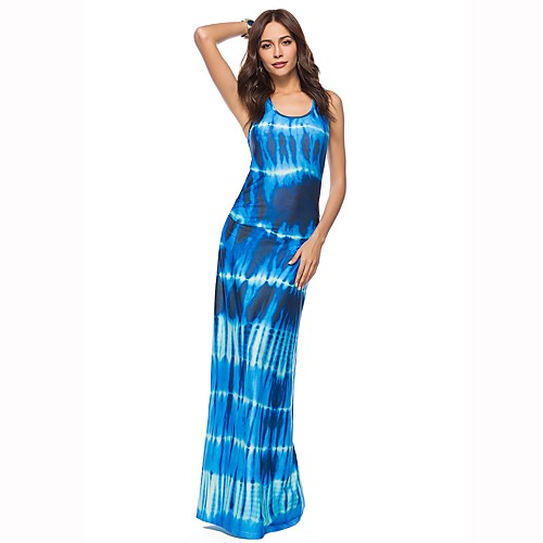 

Women's Sheath Dress Maxi long Dress Black Purple Fuchsia Orange Royal Blue Rainbow Light Blue Sleeveless Blue Print Color Block Racerback Summer U Neck Boho S M L XL XXL 3XL 4XL 5XL / Plus Size