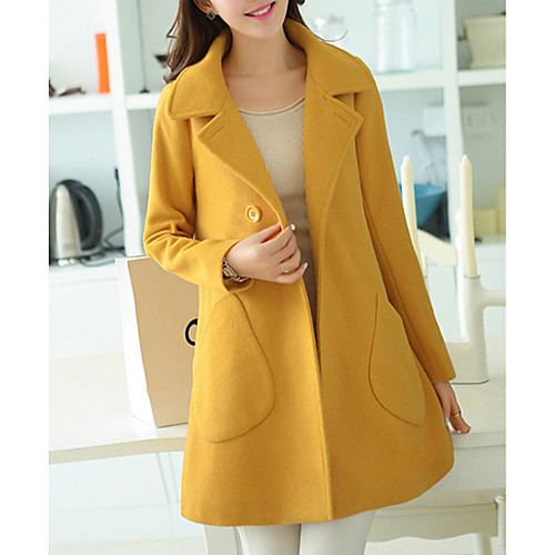 

Women's Coat Solid Colored Simple Fall Coat Regular Going out Long Sleeve Acrylic Coat Tops Purple