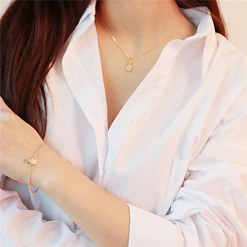 

Women's Pendant Necklace Bracelet Pineapple Fruit Ladies Earrings Jewelry Gold For Daily School