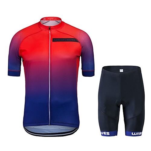 

Wisdom Leaves Men's Women's Short Sleeve Cycling Jersey with Shorts Red Gradient Bike Clothing Suit Quick Dry Sports Polyester Gradient Mountain Bike MTB Road Bike Cycling Clothing Apparel / Stretchy