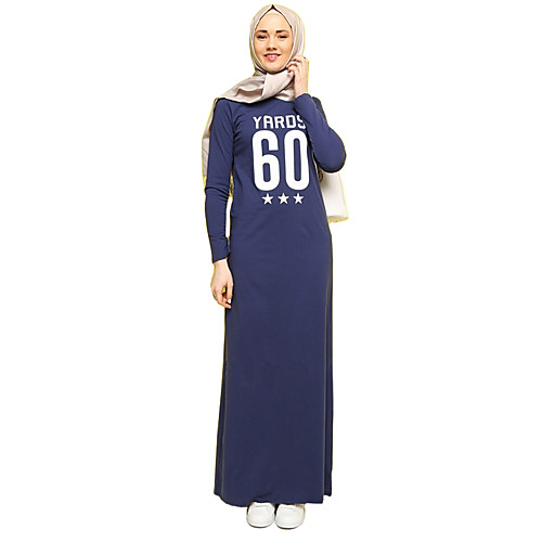 

Arabian Women's A-Line Slip Fashion Vacation Dress Arabian Dress Abaya Kaftan Dress Muslim Dress Maxi Dresses For Cotton Letter & Number