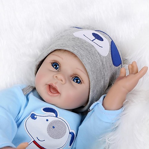 

NPKCOLLECTION 22 inch NPK DOLL Reborn Doll Baby Reborn Baby Doll lifelike Cute Hand Made Child Safe Non Toxic Cloth 3/4 Silicone Limbs and Cotton Filled Body 55cm with Clothes and Accessories for