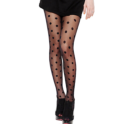 

Women's Thin Pantyhose - Polka Dot, Cut Out Black One-Size / Going out