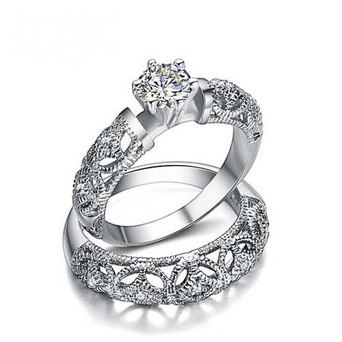 

Couple Rings Diamond White Gold Plated Crown Fashion Bridal 2pcs 6 7 8 9 / Couple's / Couple's / Cubic Zirconia