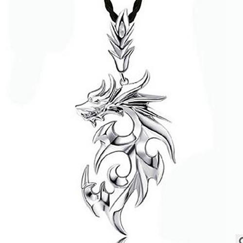 

Men's Pendant Necklace Dragon Korean Hip-Hop Satanic Leather Alloy White Silver Necklace Jewelry One-piece Suit For Daily
