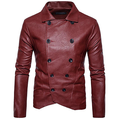 

Men's Basic Jackets Solid Colored Patchwork Fall Jacket Regular Going out Long Sleeve Cotton Coat Tops White