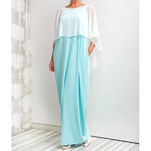 

Women's Swing Dress Maxi long Dress Black Light Blue Half Sleeve Color Block Spring Summer Round Neck Streetwear M L XL XXL