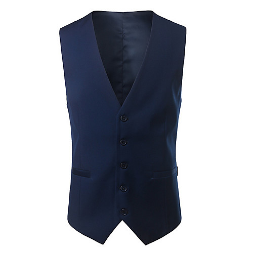 

Black / Wine / Navy Blue Solid Colored Polyester Men's Suit - V Neck / Spring / Sleeveless / Work