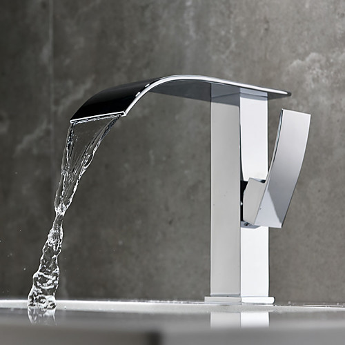 

Bathroom Sink Faucet - Waterfall Chrome Centerset Single Handle One HoleBath Taps