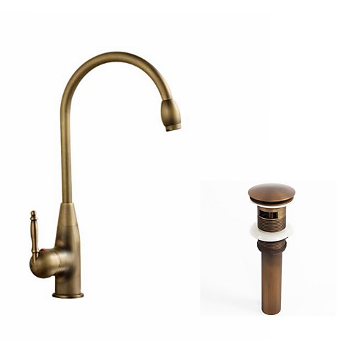 

Kitchen faucet - Single Handle One Hole Antique Copper Standard Spout / Tall / ­High Arc Centerset