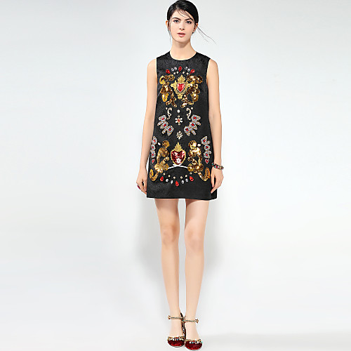

Women's A Line Dress Short Mini Dress Black Sleeveless Floral Print Spring Summer Round Neck Streetwear Boho Party Going out S M L XL