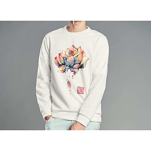 

Men's Sweatshirt Lolita Round Neck Casual / Daily Weekend Hoodies Sweatshirts Long Sleeve White Black / Fall
