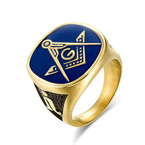 

Men's Band Ring Signet Ring Masonic Rings Gold Titanium Steel Titanium Steel Fashion Military Army Work Office & Career Jewelry High School Rings freemason Class