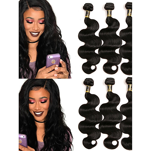 

3 Bundles Hair Weaves Brazilian Hair Body Wave Human Hair Extensions Remy Human Hair 100% Remy Hair Weave Bundles 300 g Natural Color Hair Weaves / Hair Bulk Human Hair Extensions 10-28 inch Natural