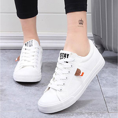 

Women's Sneakers Flat Heel Closed Toe Comfort Outdoor Canvas Summer White Black Blue / EU42