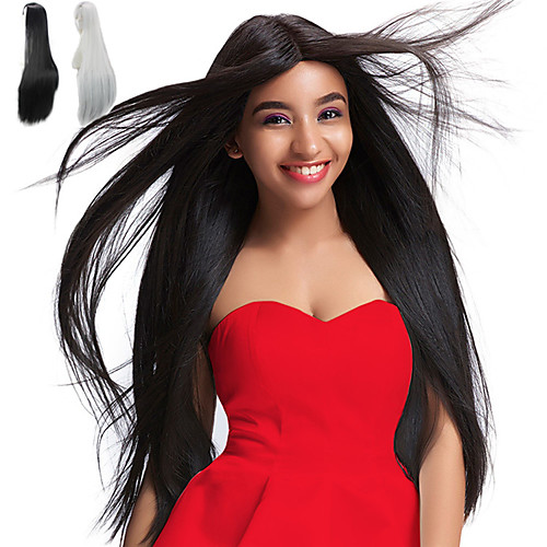 

Synthetic Wig Straight Straight Wig Long Very Long White Natural Black Synthetic Hair Women's Natural Hairline Middle Part African American Wig Black White