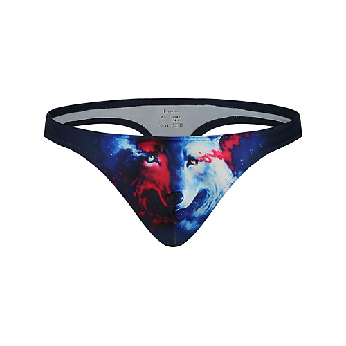 

Men's 1 Piece Print Super Sexy Briefs Underwear Animal Low Waist Light Blue Black Royal Blue M L XL