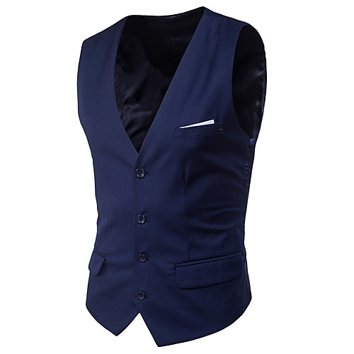 

Men's Vest Daily Solid Colored Tailored Fit Polyester Men's Suit Purple / Red / Wine - V Neck / Spring / Sleeveless