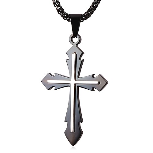 

Men's Pendant Necklace Cross Classic Stainless Steel Black Necklace Jewelry One-piece Suit For Gift Daily