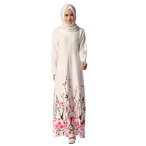 

Arabian Women's A-Line Slip Dresses Ethnic Style Long Arabian Dress Abaya Kaftan Dress Jalabiya Muslim Dress Maxi Dresses For Polyster Floral Dress