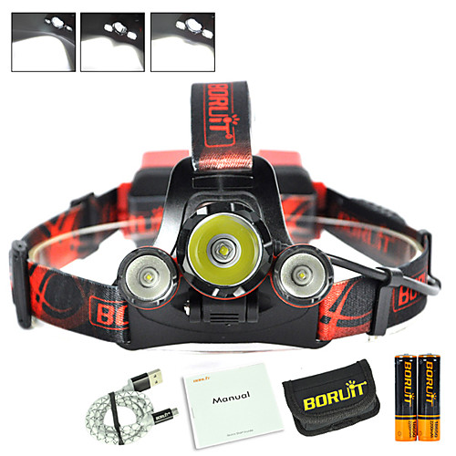 

Boruit B21 Headlamps 650 lm LED LED 1 Emitters 4 Mode with Batteries and USB Cable Professional Adjustable Camping / Hiking / Caving Everyday Use Police / Military Black Green Red / Aluminum Alloy