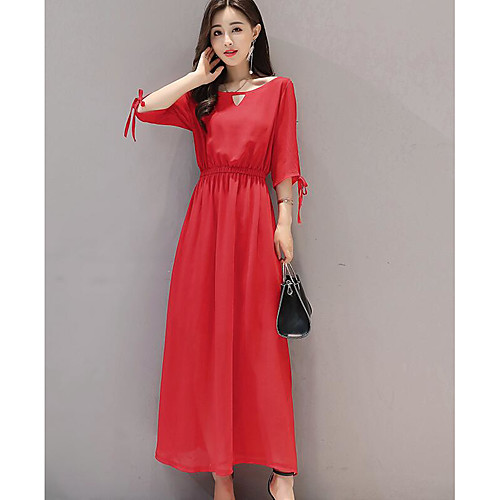 

Women's Swing Dress Short Mini Dress Black Red Green Half Sleeve Solid Colored Fall Spring Round Neck Cotton S M L XL XXL 3XL / Plus Size
