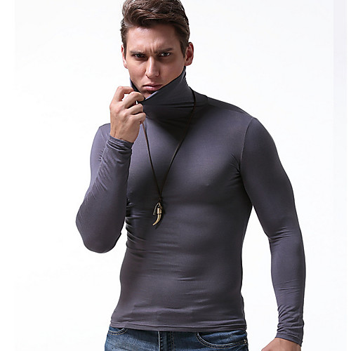 

Men's T shirt Solid Colored Long Sleeve Daily Tops Black Royal Blue Dark Gray