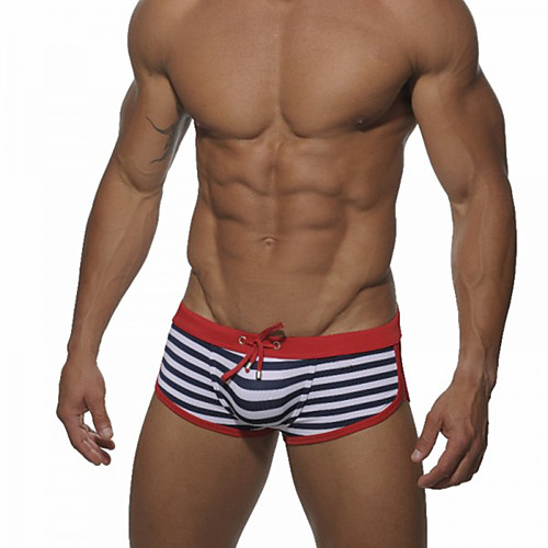 

Men's Bottoms Swimwear Swimsuit - Striped S M L Red