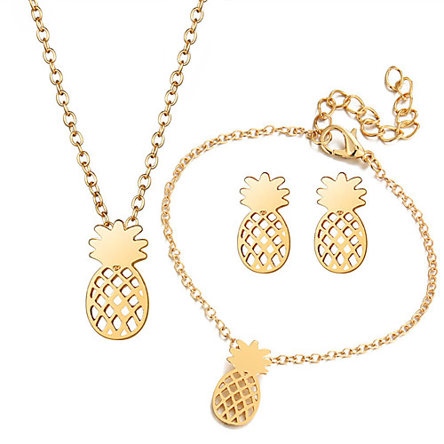

Women's Jewelry Set Pendant Necklace Bracelet Pineapple Ladies Korean Sweet Elegant Earrings Jewelry Gold / Silver For Daily Evening Party