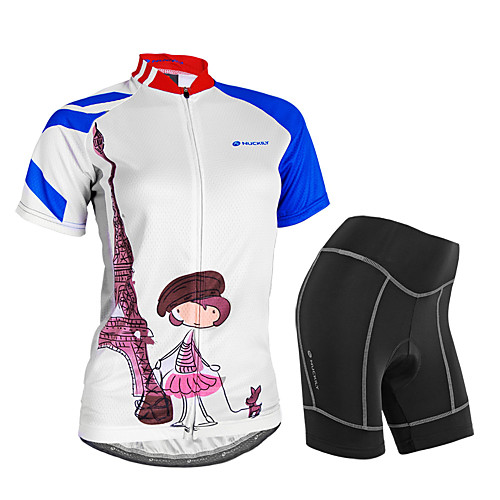 

Nuckily Women's Short Sleeve Cycling Jersey with Shorts White Bike Shorts Jersey Clothing Suit Waterproof Breathable 3D Pad Reflective Strips Sweat-wicking Sports Polyester Spandex Painting Mountain