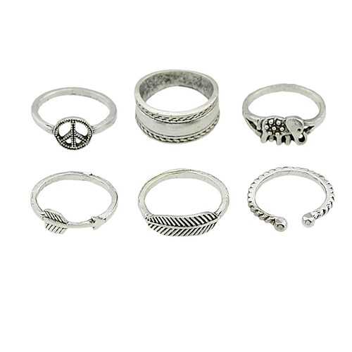 

Women's Knuckle Ring 6pcs Silver Alloy Ladies Rock Fashion Street Going out Jewelry Leaf