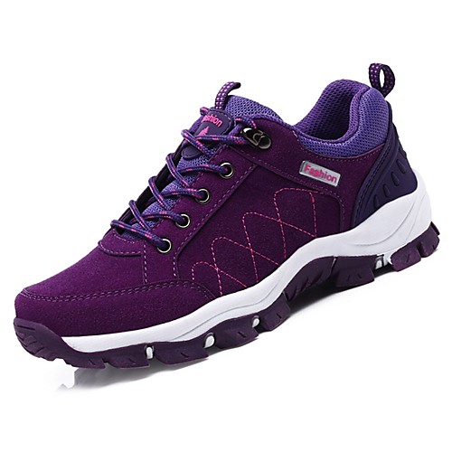 

Women's Trainers Athletic Shoes Flat Heel Round Toe Comfort Athletic Hiking Shoes Suede Black Purple Fuchsia