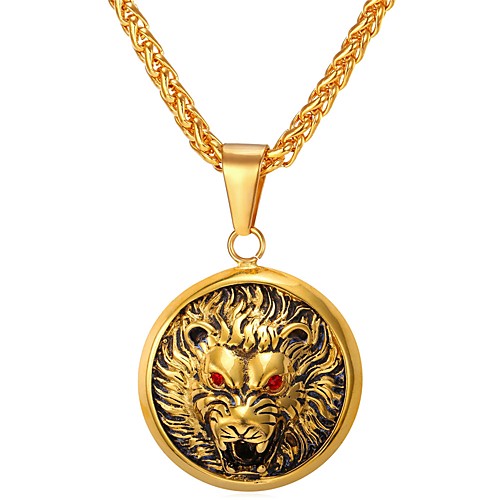 

Men's Pendant Necklace franco chain Animal Wolf Hip Hop Stainless Steel Gold Silver Necklace Jewelry One-piece Suit For Daily Street