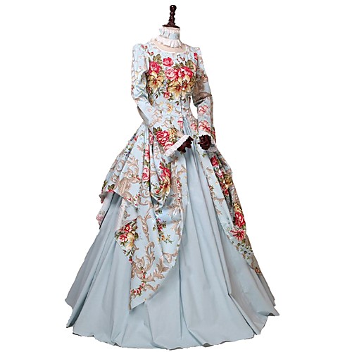 

Princess Victorian Women's Cotton Costume Ocean Blue Vintage Cosplay Party Carnival Prom Floor Length Long Length Plus Size Customized