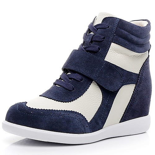 

Women's Sneakers Wedge Heel Round Toe Cowhide Comfort / Fashion Boots Fall / Winter Brown / Pink / White / White / Blue / Color Block / EU40