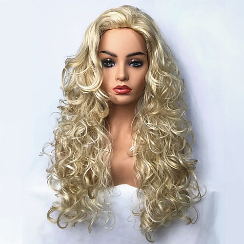 

Synthetic Wig Curly Curly Wig Long Bleach Blonde#613 Synthetic Hair Blonde StrongBeauty