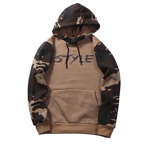 

Men's Hoodie Camo / Camouflage Hooded Sports Going out Hoodies Sweatshirts Long Sleeve Black Army Green Khaki / Winter