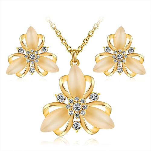 

Women's Cubic Zirconia Stud Earrings Necklace Flower Ladies Classic Elegant Fashion Zircon Imitation Diamond Earrings Jewelry Gold / Silver For Daily