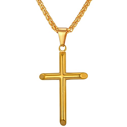 

Men's Pendant Necklace Cross Stainless Steel Metal Gold Silver Necklace Jewelry One-piece Suit For Gift Daily