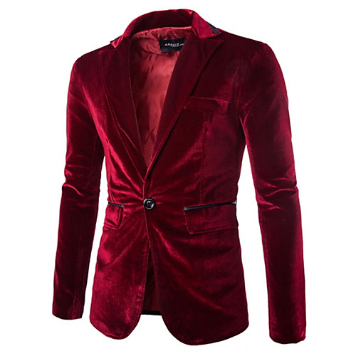 

Black / Wine Solid Colored Slim Velvet / Polyester Men's Suit - Notch lapel collar / Party / Spring / Long Sleeve
