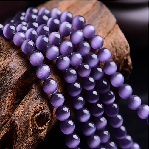 

DIY Jewelry 46 pcs Beads Synthetic Gemstones Purple Round Bead 0.8 cm DIY Necklace Bracelet