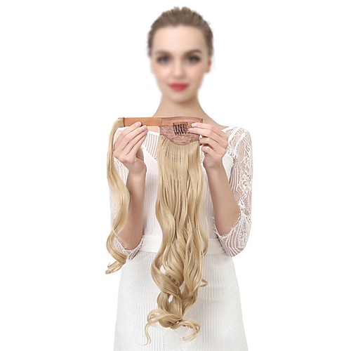 

Clip In Ponytails / Hair Piece Wrap Around Human Hair Hair Piece Hair Extension Wavy