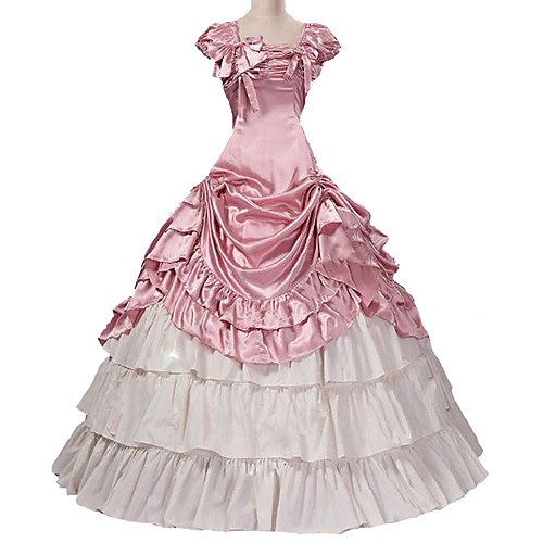 

Rococo Victorian Costume Women's Outfits Pink Vintage Cosplay Taffeta Short Sleeve Puff / Balloon Sleeve Plus Size Customized