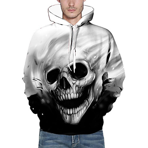 

Men's Hoodie 3D Skull Print Hooded Halloween Casual / Daily Weekend Hoodies Sweatshirts Long Sleeve Loose Black / Fall / Winter
